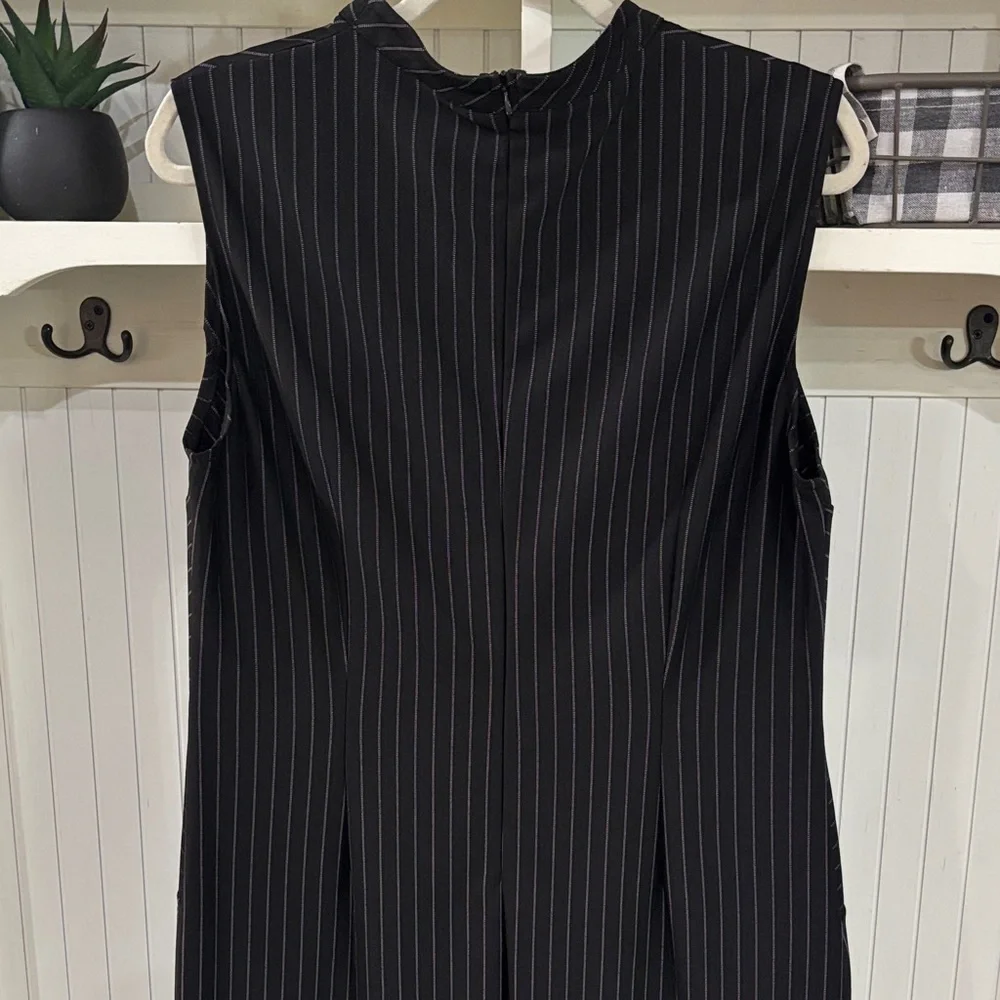 NWT Black White Pinstripe Fitted Stretchy Dress XXL Cocktail Formal /Office Work - Picture 6 of 13